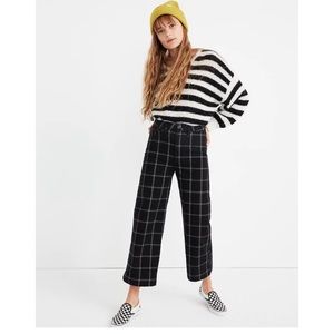 Madewell Slim Emmett wide-leg crop pant - navy windowpane